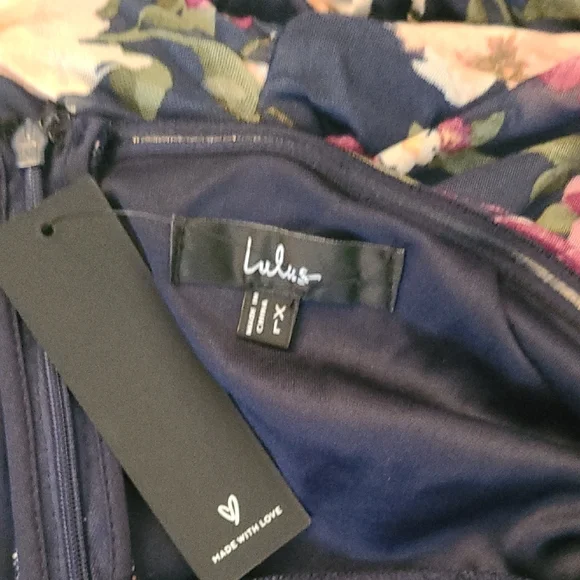 Lulu's Strapless Floral Maxi Dress - Navy and Pink - Picture 3 of 8